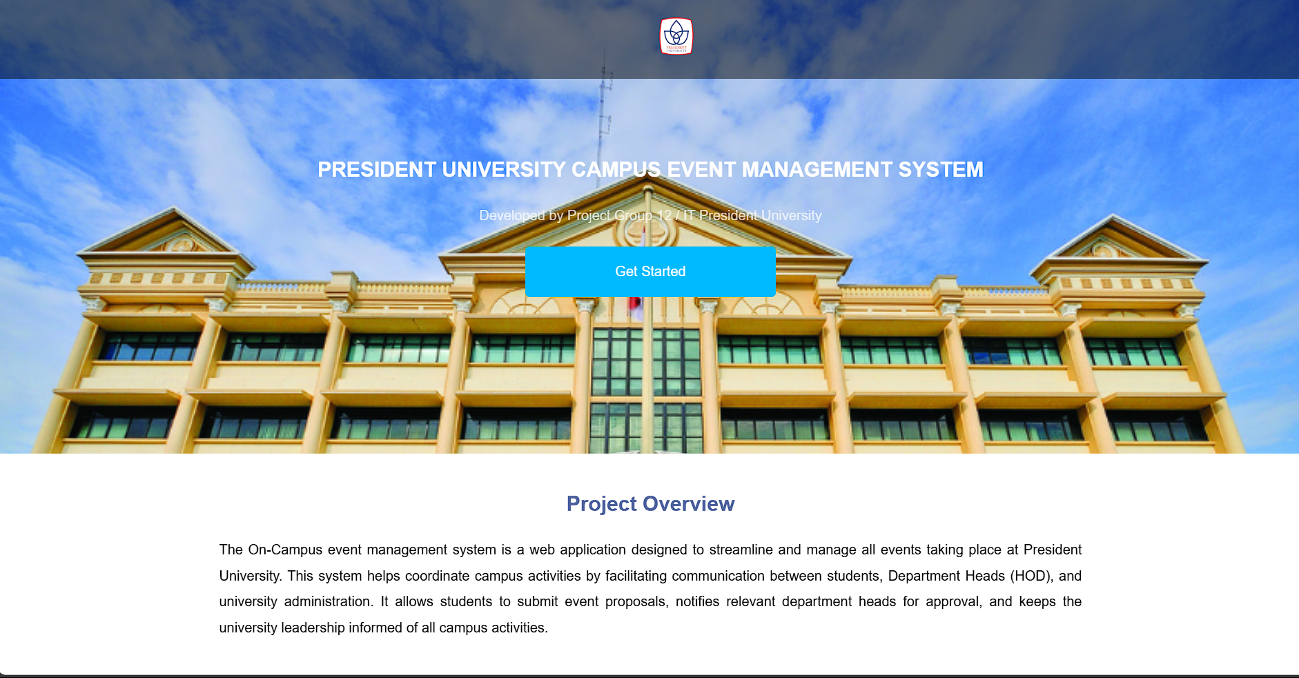 Screenshot of Campus Event System project